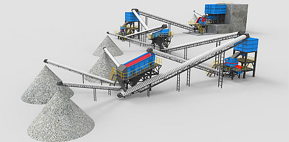 大華重工破碎機(jī)-高速公路應(yīng)用領(lǐng)域-砂石骨料生產(chǎn)線工藝示意圖