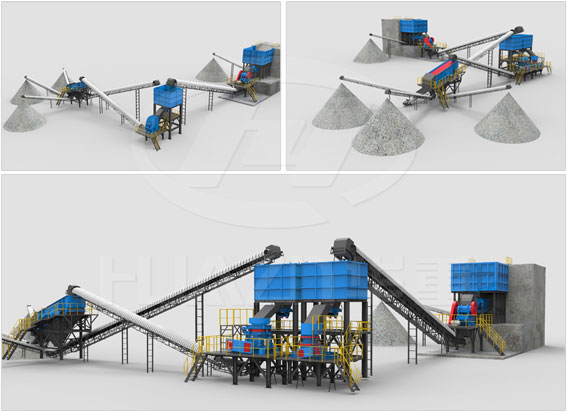 大華重工破碎機-水利水電用砂石骨料生產線工藝示意圖
